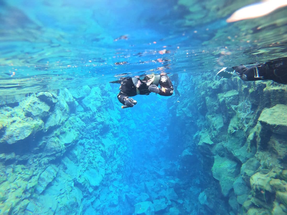 Snorkeling through a glacial fissure